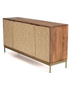 Buffet en bois de manguier 4 portes Alix marron - 165x46x72 cm