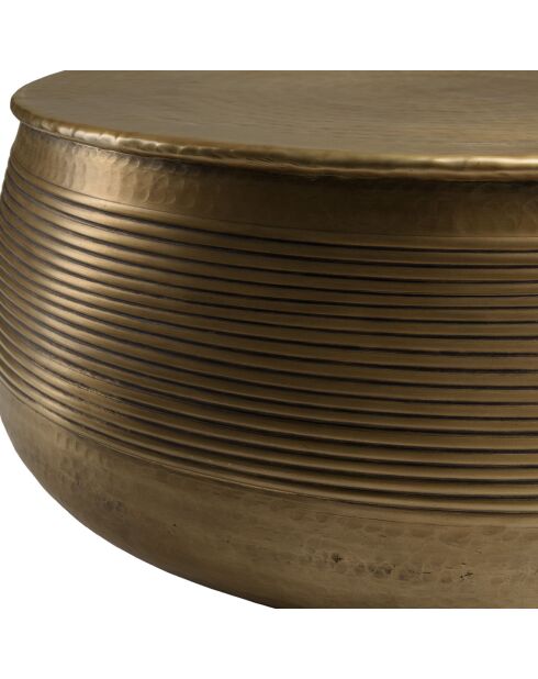 Table bassé pied strié Honoré laiton foncé - D.77xH.35 cm