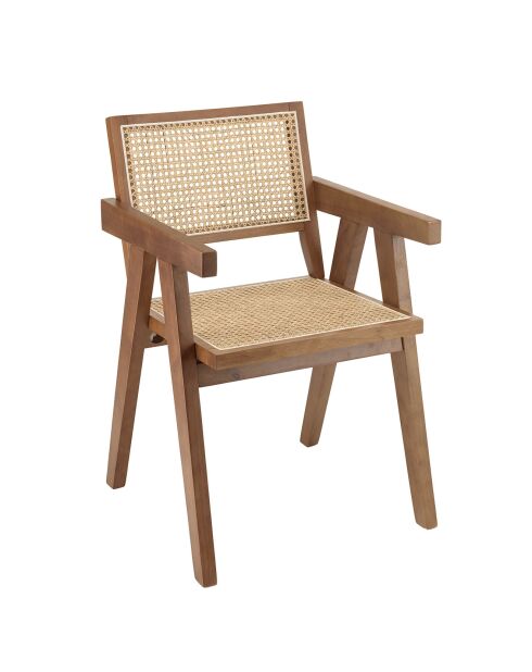 Fauteuil en bois d'Hévéa Albane beige - 51x53x82 cm