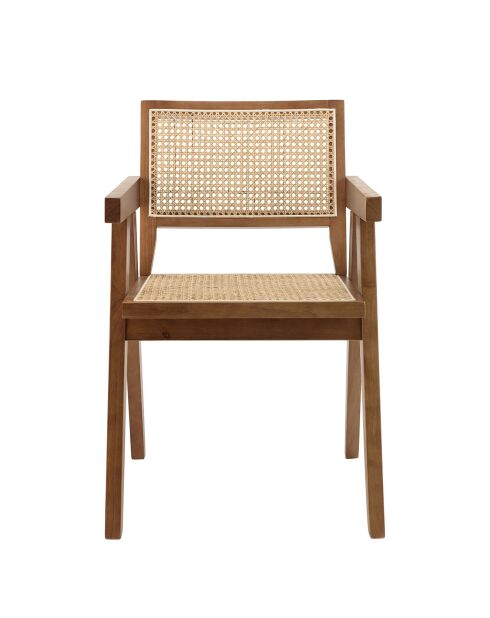 Fauteuil en bois d'Hévéa Albane beige - 51x53x82 cm