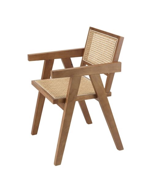 Fauteuil en bois d'Hévéa Albane beige - 51x53x82 cm