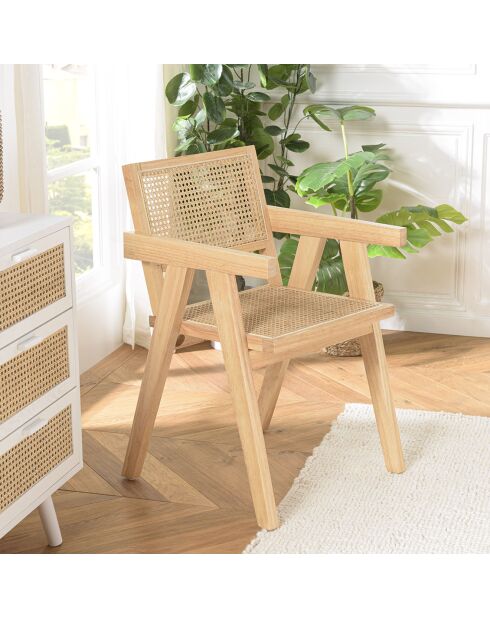 Fauteuil en bois d'Hévéa Albane chêne - 51x53x82 cm