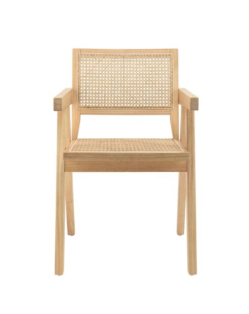 Fauteuil en bois d'Hévéa Albane chêne - 51x53x82 cm