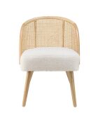 Chaise basse en bois d'Hévéa tissu bouclette Albane blanche - 55x62x71 cm