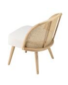 Chaise basse en bois d'Hévéa tissu bouclette Albane blanche - 55x62x71 cm