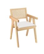 Fauteuil bois d'Hévéa Albane blanc - 51x53x82 cm