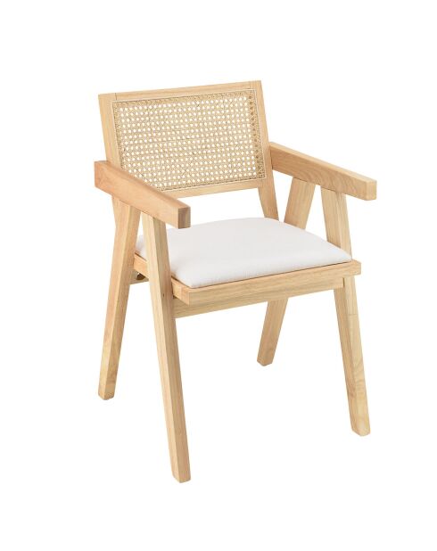 Fauteuil bois d'Hévéa Albane blanc - 51x53x82 cm