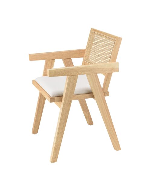 Fauteuil bois d'Hévéa Albane blanc - 51x53x82 cm