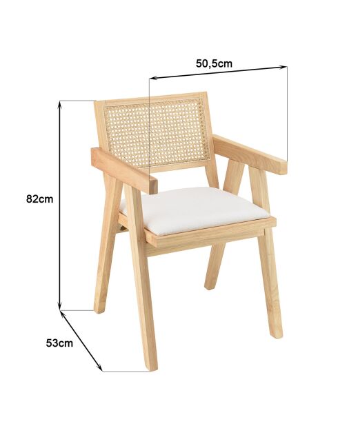 Fauteuil bois d'Hévéa Albane blanc - 51x53x82 cm