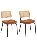 2 Chaises en Velours Albane orange/noir - 55x55x81 cm