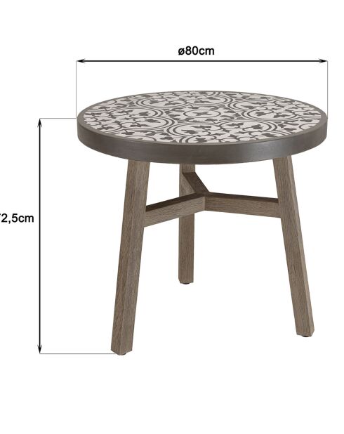 Table à manger Grégoire bois/béton - D.80xH.72.5 cm