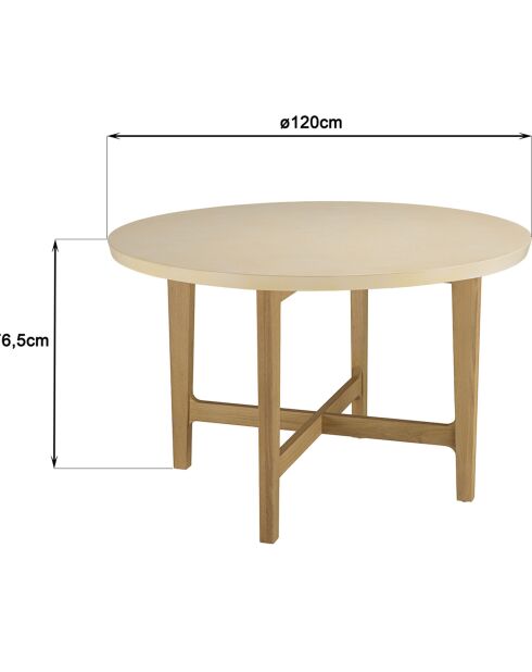 Table à manger Grégoire chêne/beige - D.120xH.76.5 cm