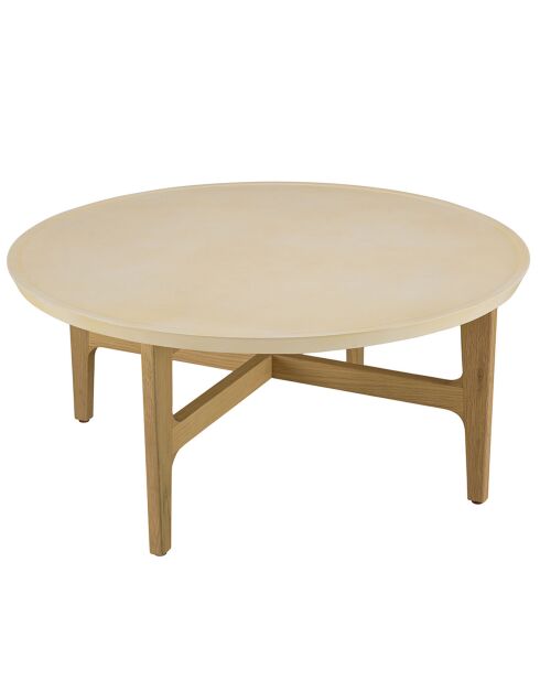 Table basse ronde Grégoire chêne/beige - D.90xH.41 cm