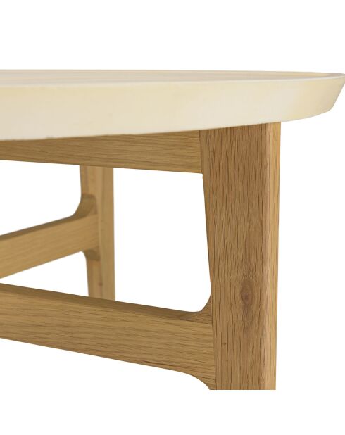 Table basse ronde Grégoire chêne/beige - D.90xH.41 cm