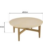 Table basse ronde Grégoire chêne/beige - D.90xH.41 cm