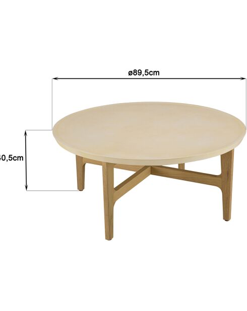 Table basse ronde Grégoire chêne/beige - D.90xH.41 cm