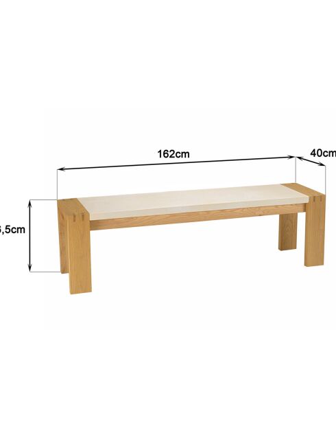 Banc assise encastrée Grégoire chêne/beige - 162x40x47 cm