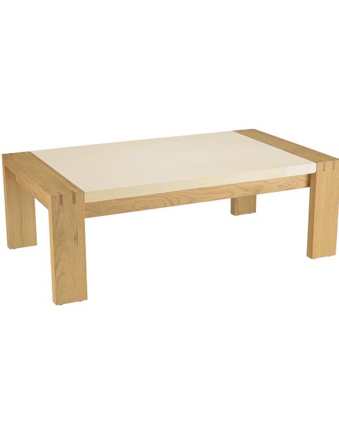 Table basse plateau encastré Grégoire chêne/beige - 122x70x42 cm