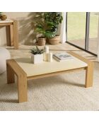 Table basse plateau encastré Grégoire chêne/beige - 122x70x42 cm