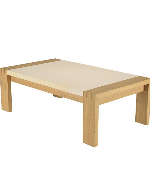 Table basse plateau encastré Grégoire chêne/beige - 122x70x42 cm