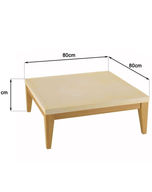 Table basse carrée Grégoire chêne/beige - 80x80x31 cm