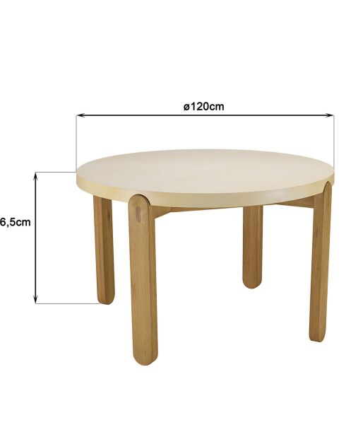 Table à manger Grégoire chêne/beige - D.120xH.77 cm