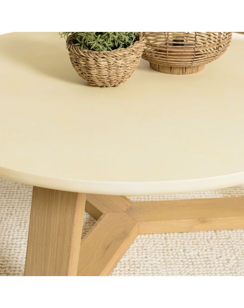 Table basse Grégoire chêne/beige - D.100xH.44 cm