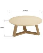 Table basse Grégoire chêne/beige - D.100xH.44 cm