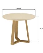 Table à manger Grégoire chêne/beige - D.90xH.76 cm