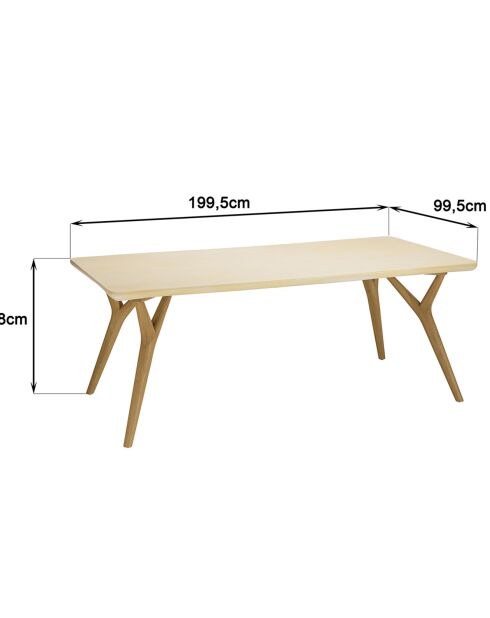 Table à manger Grégoire chêne/beige - 200x100x78 cm