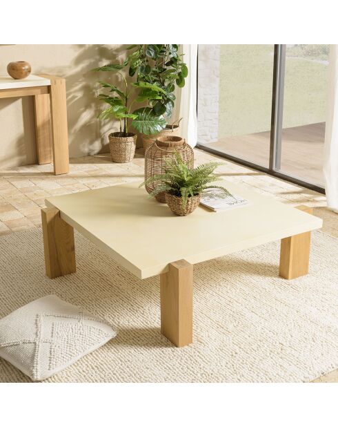 Table basse Grégoire chêne/beige - 114x114x36 cm