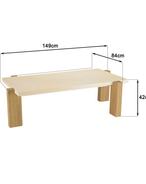 Table basse Grégoire chêne/beige - 149x84x42 cm