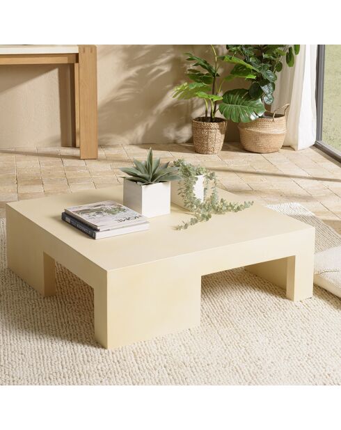 Table basse carrée Grégoire beige - 95x95x30 cm