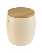 Tabouret effet bidon Grégoire chêne/beige - 46x46x48 cm