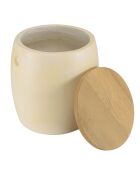 Tabouret effet bidon Grégoire chêne/beige - 46x46x48 cm