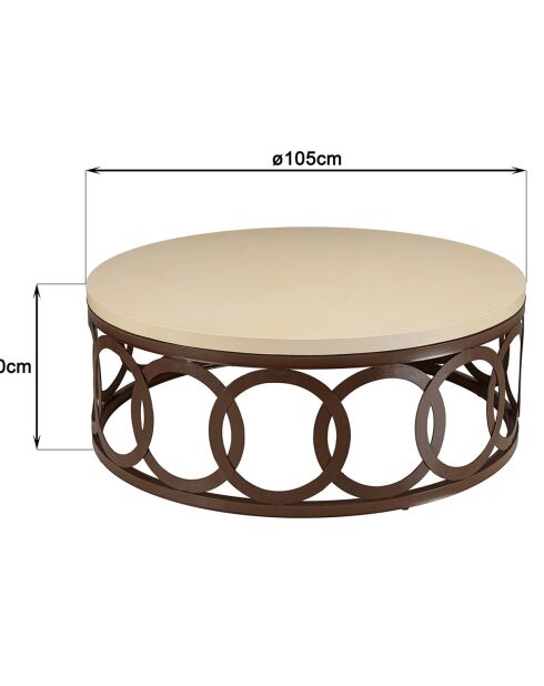 Table basse Grégoire beige/noir - D.105xH.40 cm