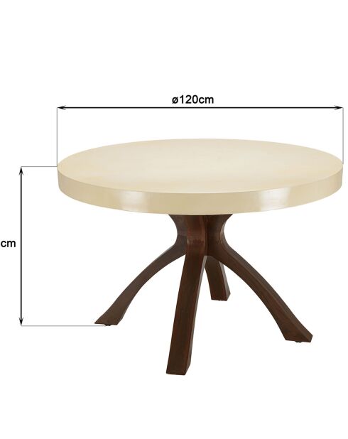 Table à manger Grégoire beige/noir - D.120xH.78 cm