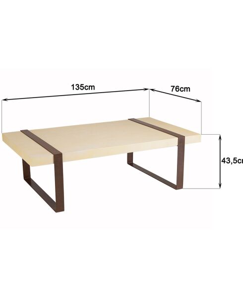 Table basse Grégoire beige/noir - 135x76x44 cm