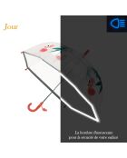 Parapluie cloche transparent pour enfant à bordure réfléchissante Flamingo transparent