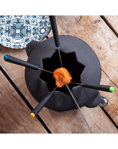 Service à Fondue 6 personnes gris - 10 pièces