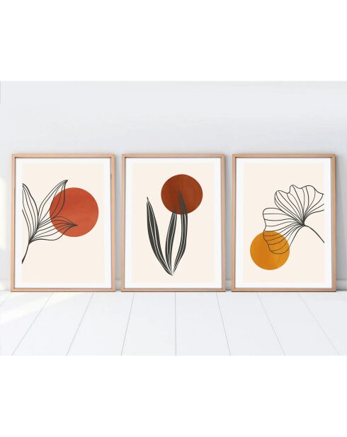 3 tableaux Moderne multicolores - 50x70cm