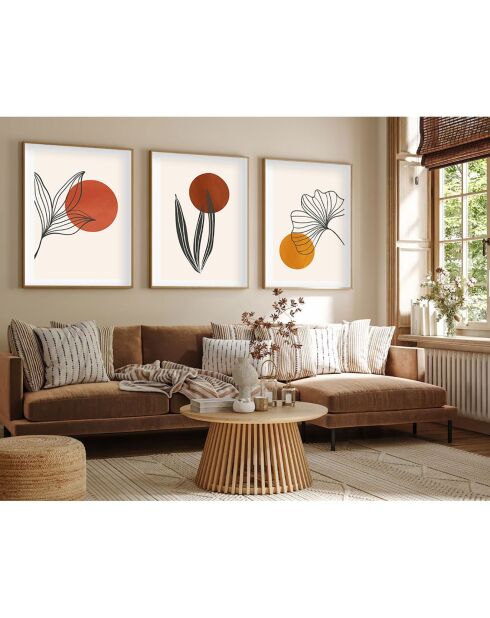 3 tableaux Moderne multicolores - 50x70cm