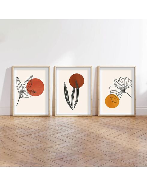 3 tableaux Moderne multicolores - 50x70cm