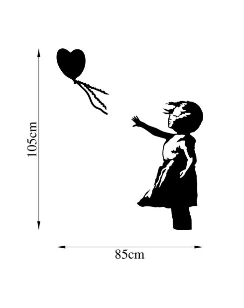 Décoration métallique Banksy  noire - 105x85cm