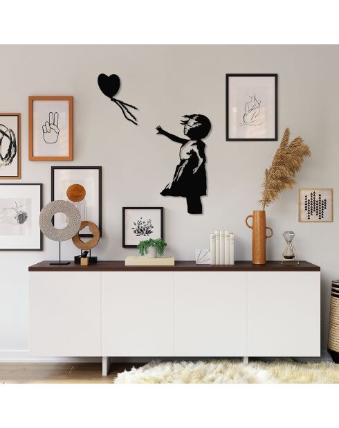 Décoration métallique Banksy  noire - 105x85cm