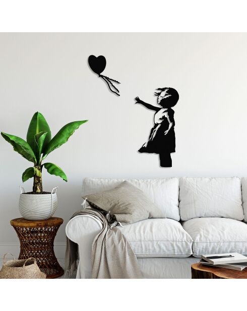 Décoration métallique Banksy  noire - 105x85cm