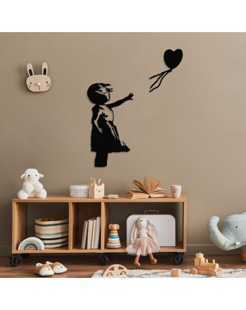 Décoration métallique Banksy  noire - 105x85cm