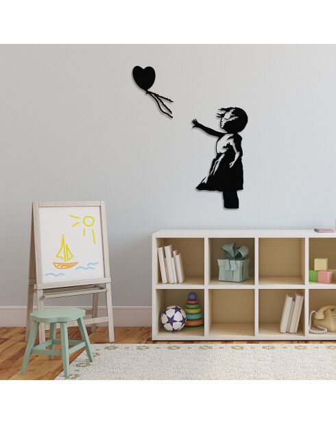 Décoration métallique Banksy  noire - 105x85cm