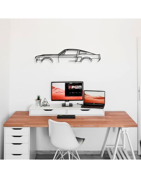 1967 Ford Mustang Shelby GT500 Metall-Dekoration mit schwarzer Silhouette — 70 x 15 cm