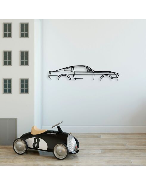 1967 Ford Mustang Shelby GT500 Metall-Dekoration mit schwarzer Silhouette — 70 x 15 cm